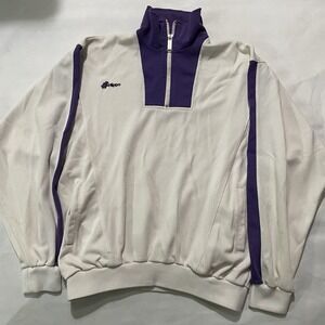 Vintage Hippo Brand Quarter-Zip Sweatshirt Pull Over Y2K Purple White RARE